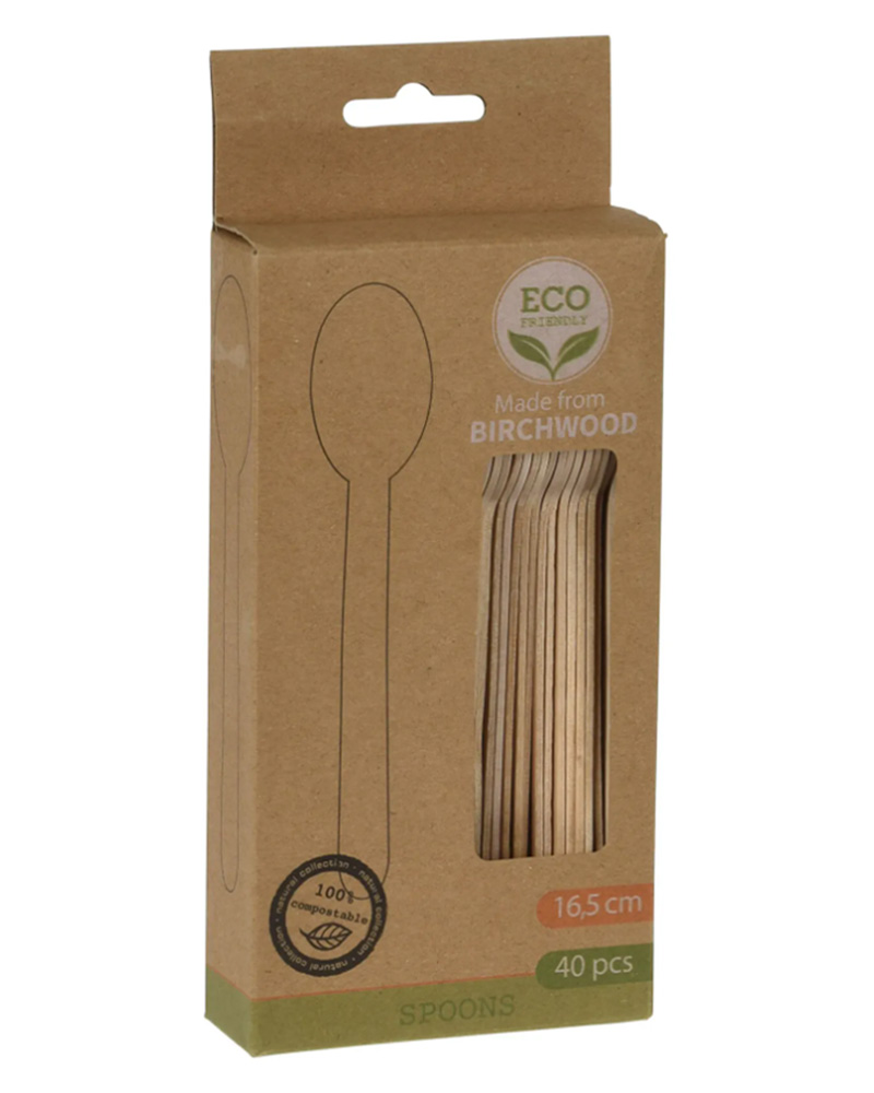 Excellent Houseware Birchwood Spoon   40 stk.