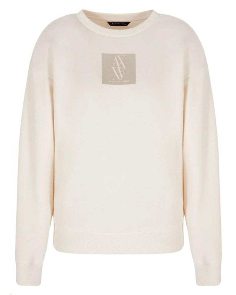 Armani Exchange Woman Logo Sweatshirt White Str. XL