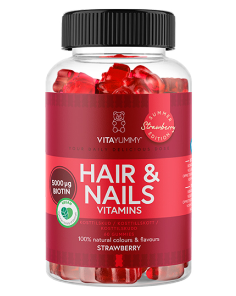 Vitayummy Hair & Nails Vitamins Strawberry Summer Edition   60 stk.