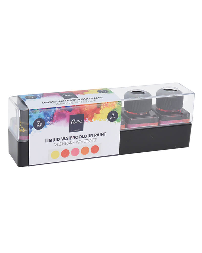 Krea Liquid Watercolour Paint Red 30 ml 5 stk.