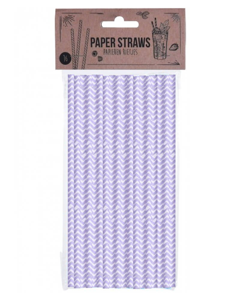 Party Collection Paper Straw ZigZag Purple   16 stk.
