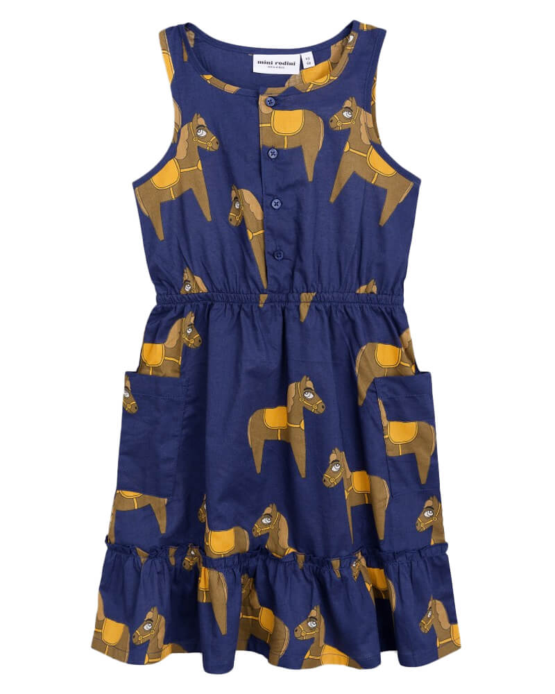 Mini Rodini Horse Woven Flounce Dress - 80/86