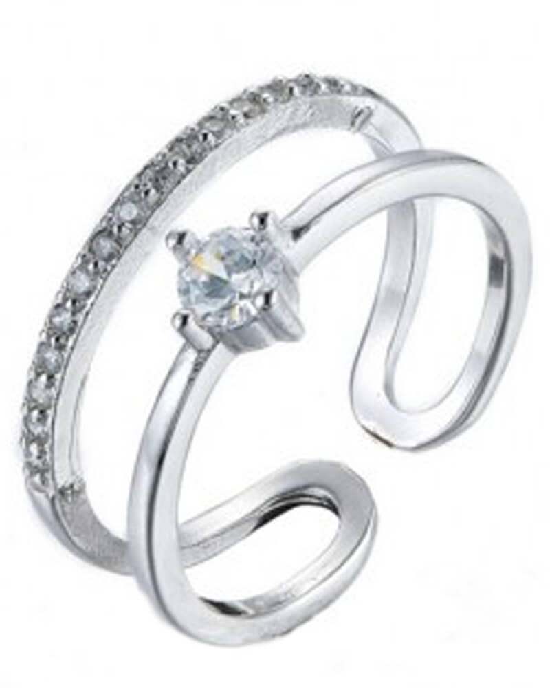 Everneed Monique silver double ring with zirconia