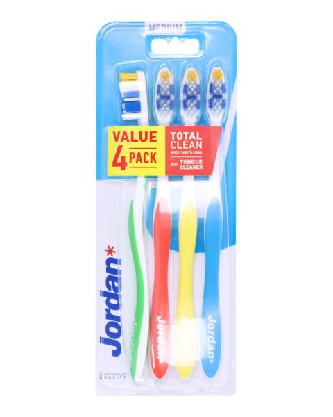 Jordan Tandbørste Value 4 Pack Total Clean Medium