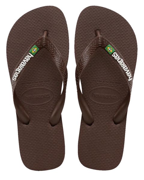 Havaianas Brasil Logo - Mørkebrun/Hvid - Str. 45/46