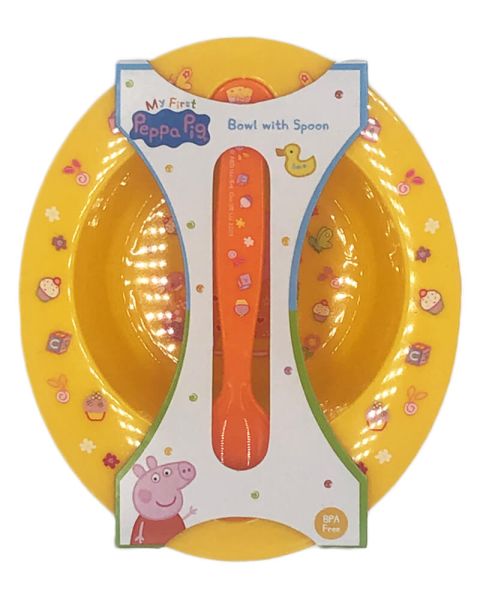 Peppa Pig Bowl With Spoon Yellow Peppa Pig Bowl With Spoon Yellow