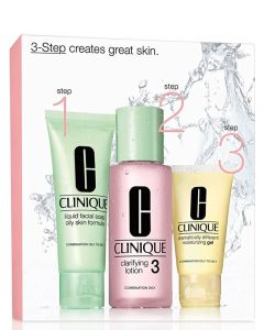 Clinique Set 3-Step Skin Care - Comb-Oily (Pink)  180 ml