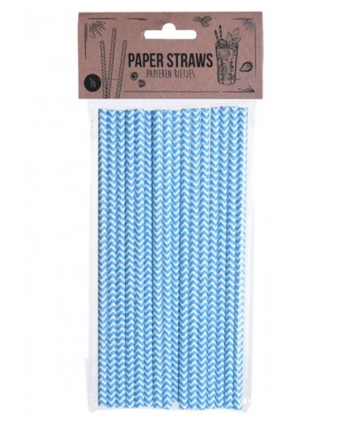 Party Collection Paper Straw ZigZag Blue