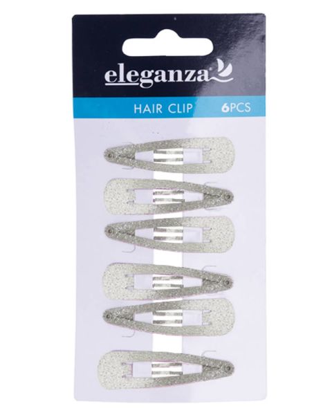 Eleganza Hair Clip Silver Glitter 6cm