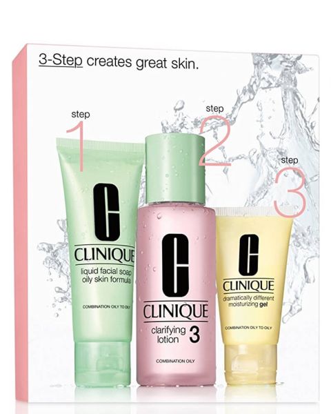Clinique Set 3-Step Skin Care - Comb-Oily (Pink)