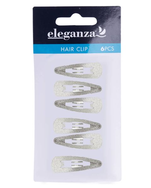 Eleganza Hair Clip Silver Glitter 3cm