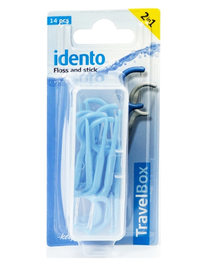 Idento Floss and Stick, TravelBox (blå) (U) 14 stk.